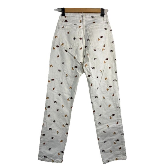 Reformation Cynthia Fruitloops High Rise White Embroidered Straight Jeans Sz 24 - Picture 6 of 9